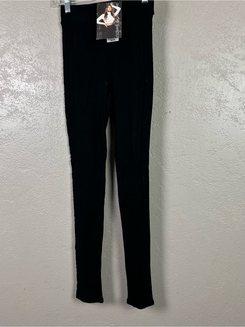 naked wardrobe Black Ribbed High-Rise Leggings